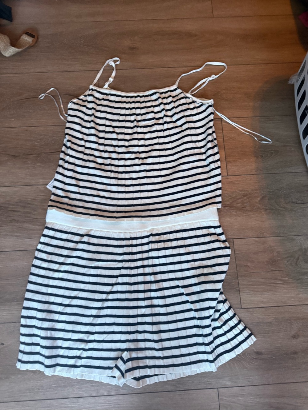 Abercrombie Striped Navy & White Set - Women's Tank and Shorts